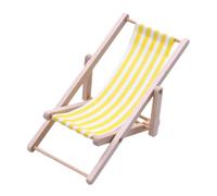 Mini Beach Chair - Foldable Miniature Lounge Chair + Wooden Decorative Chair