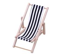 Mini Beach Chair - Foldable Miniature Lounge Chair + Wooden Decorative Chair