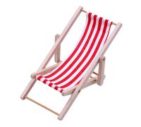 Mini Beach Chair - Foldable Miniature Lounge Chair + Wooden Decorative Chair