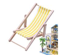 Mini Beach Chair - Foldable Wooden Lounge Model For Miniature Decor