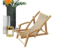 Mini Beach Chair, Miniature Furniture - Miniature Wooden Chair Model | Doll House Decor Furniture for Bidress Display Cabinet, Tiny Decorative Flesh Model