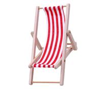 Mini Beach Chair Ornament Decorative Foldable Deck Seat Model Miniature Lounge Chair Toy Display Collectible Craft Furniture Accent Tiny Relaxing Seat Sculpture Coastal Style Desktop Scene Garde