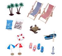 Mini Beach Scene - Accessories for DIY Coastal Scene - Set of Mini Figures | for Desktop Home Display Garden Zen and Room