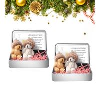 Mini Bear in Box with Inspirational Card, Little Pocket Bear Little Bears Couple in Box with a Hat, Positive Bears with Encouraging Card Heartwarming Pocket Buddy Gifts for Friends Family (2set)