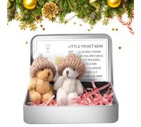 Mini Bear in Box with Inspirational Card, Little Pocket Bear Little Bears Couple in Box with a Hat, Positive Bears with Encouraging Card Heartwarming Pocket Buddy Gifts for Friends Family (1set)