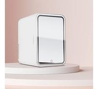 Mini Beauty Fridge 8/12L with LED Lighted Mirror - Portable Mini Fridge for Skincare Makeup Mask Drinks Fruits, Cooler & Warmer Dual Purpose Silent for Bedroom Office Vanity Vehicle (12L)