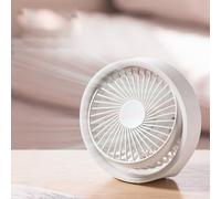 Mini Bedside Fan, 360° Rotate Table Fan Strong Airflow Portable Fan Quiet Three Speed Wind Force Cooling Fans for Home Bedroom Office(White)