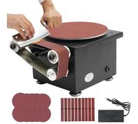 Mini Belt Disc Sander, 6-Inch Sanding Disc, 7-Speed Power Sanding Machine for Wood and Metal Working, Ideal for Model Crafts and Jewelry DIY