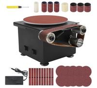 Mini Belt Disc Sander, Electric 7 Speed Adjustable for DIY Woodworking Metal Knife Making Crafts Jewelry Polishing and Sharpening