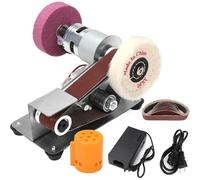 Mini Belt Grinder for Knife Sharpening and Polishing, 7 Speed Gearbox, 5000-9000 RPM, Forward/Reverse Switching, Ideal for Woodworking and Metal Grinding