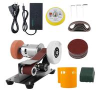 Mini Belt Sander, 15° Electric Spindle Knife Sharpener Bench Grinder Sanding Machine, 7 Adjustable Speed Belt Grinder, Cutter Sharpener Sander Small Polishing Grinding Machine for Metal Jewelry