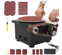 Mini Belt Sander, 6-Inch Sanding Disc, 7 Adjustable Speeds for Woodworking, Metal, Stone Grinding, Compact Spindle Sander Tool