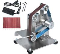 Mini Belt Sander, Electric Belt Grinder with 10pcs 330x15mm Belts, 7 Speed Adjustable & Forward/Reverse Rotation, Burnishing Machine for Metal, Plastic, Wood Polishing and Sharpening