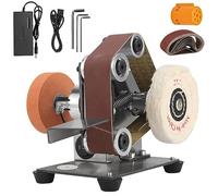 Mini Belt Sander Electric Polisher Multifunctional DIY Polishing Grinding Machine Knife Apex Edges Set with 10Pcs Abrasive Belt,Grinding Wheel,Wool Polishing Wheel 110V