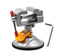 Mini Bench Vise for Craft Model Making - 360° Rotating Aluminum Alloy Jaws with Suction Base, Lightweight Portable Tool for Jewelry, Electronics and Hobby Work (Without Screws)