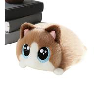 Mini Big Eye Black Cat Plush Squeeze Toy Soft Cuddly Kids Gift | Soft squeezy fidget cat plush, big eyes black cat toy, mini pocket size for desk bag travel, birthday gift for kids