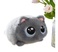 Mini Big Eye Black Cat Plush Squeeze Toy Soft Cuddly Kids Gift | Soft squeezy fidget cat plush, big eyes black cat toy, mini pocket size for desk bag travel, birthday gift for kids