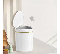 Mini Bin with Lid, 2L/0.44 Gallon, Desktop Small Recycling Bin for Office Bathroom, Kitchen, Living Room, Bedroom, Swing Lid Open(12.5x12.5x16cm) (White)