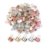 Mini Binder Clips, Paper Clip, Small Paper Clamps 15mm (5/8 inch), 100 Pack Micro Size Office Clips for Home School and Business (Multicolored)