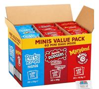 Mini Biscuit Variety Pack 60 Count - Jammie Dodgers, Maryland Cookies & Party Rings Minis - 20 Bags of Each - Individual Snack Packs for Lunchboxes, Parties & Sharing Boxed Treatz