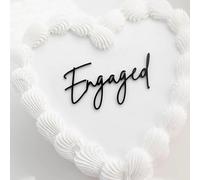 Mini Black Acrylic Engaged Cake Topper | We're Engaged Cake Pick Engagement Party Decorations | Flat Lay Words | Bridal Engagement Wedding Party Supplies