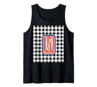 Mini Black Gingham Check Mediterranean Coastal Sardine Fish Tank Top