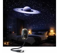 Mini Black Hole Projector, USB Portable Starry Sky Projector with Flexible Gooseneck and Rotating Focus Ring, Saturn Projector Night Light, Wide-Angle Star Projector Light for Bedroom, Car, Gift (B)