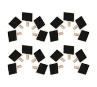 Mini Blackboard Signs 2.8 X 2.7 25pcs Wooden Photo Holder Clips | Wood Material, Rustic Natural Grain Finish, Reusable Clip Design, for Kitchen Classroom Bookshelves Memo Board
