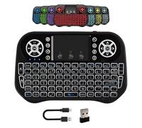 Mini Bluetooth & 2.4G Keyboard with Touchpad, i10 RGB Charging Handheld Remote with 7 Color Backlit for Smart TV, Android TV Box, PC, Laptop, FireStick, HTPC, PS3, PS4, Raspberry Pi,KODI, Windows