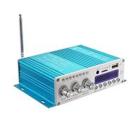 Mini Bluetooth Hi-Fi Stereo Bass Booster MP4 12V for Car Motorcycle Amplifier Metal Audio Processor(Blu)