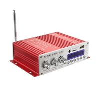 Mini Bluetooth Hi-Fi Stereo Bass Booster MP4 12V for Car Motorcycle Amplifier Metal Audio Processor(Rosso)