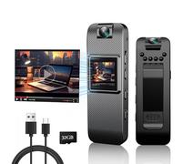 Mini Body Camera 1080P HD, Wearable Video Recorder with 32GB SD Card, Night Vision & 1.3" Display, 180° Rotatable Lens for Law Enforcement, Security, Sports, Delivery (Black)