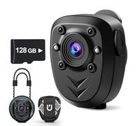 Mini Body Camera Built-in 128GB Video Recorder with IR Night Vision and 1080P HD Loop Recording, 6 Hours Battery Life of Police Camera for Outdoor