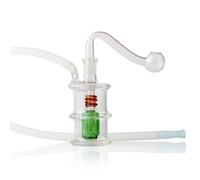 Mini Bong 10mm Portable Oil Burner Glass Water Bong Smoking Pipe Bubbler Bong Small Oil Dab Rigs for Smoking Bongs Glass Pipe Send Silicone Hose (Nicotine free) (Green Small Bogns)