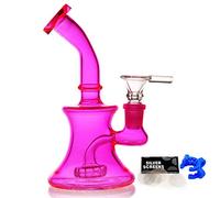 Mini Bong Glowing Glass Bong, Oil Rig Bongs with 14.5mm Recycling Tornado Filter Glass Water Bongs hookahs… (Red Mini bong)
