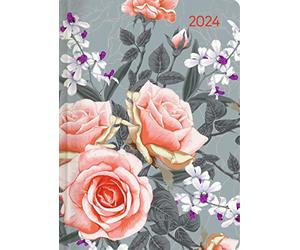 Mini Book Calendar Style Roses 2024 - Pocket Calendar A6 - Rose - Day By Day - 352 Pages - Note Book - Alpha Edition