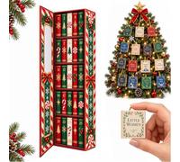 Mini Book Ornament Advent Calendar 2026,Christmas Tree Decor Books，D | 24 Handcrafted Readable Hardcover Classics,Decorative Christmas Book Advent Calendar for Reading Lovers,Christmas Tree Decor