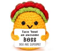 Mini Boss Gifts for Women Men Office Appreciation Gifts for Boss Lady Manager Supervisor Leader Mentor Handmade Crochet Taco for Promotion Retirement Farewell leaving Christmas White Elephant Gift