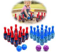 Mini Bowling Game Set - Spiderman and Disney Stitch - 20 Pins and 4 Balls - Indoor Outdoor Bowling Toy for Kids - Fun Gift for Boys and Girls