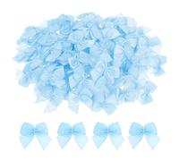 Mini Bows, 100 Pcs 1 Inch Ribbon Blue Bows Satin Premade Tiny Bows for Crafts DIY Sewing Gift Wrapping Wedding Birthday Christmas Party Scrapbooking Decorations