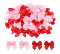 Mini Bows, 100 Pcs 1 Inch Small Pink and Red Bows Satin Ribbon Bow Tiny Premade Bow for DIY Sewing Crafts Gift Wrapping Wedding Birthday Christmas Party Scrapbooking Decorations