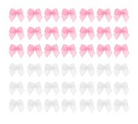 Mini Bows for Crafts, 100 Pcs 1 Inch Pink White Tiny Ribbon Bows Small Satin Bow for DIY Crafts Sewing Gift Wrapping Basket Wedding Birthday Christmas Party Scrapbooking Decoration (50 Pink+ 50 White)