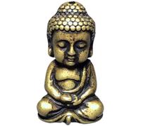 Mini Brass Buddha Figurine Statue with Flat Bottom Vintage Decor Accent