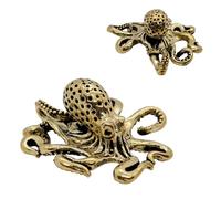 Mini Brass Copper Octopus Figure Sea Monster Creature Ocean Ornament Office Desk Gift Animal Squid Sculpture Tentacles Sealife Beach Water Octopi Tentacle Figurine Marine Aquatic