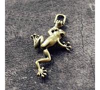 Mini Brass Figurine Climbing Frog Statue Sculpture DIY Keychain Necklace Bag Pendant Vintage Decoration Ornament Decorative Object for Home Art collection