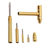 Mini Brass Hammer 5-in-1 Copper Plated Multipurpose Hammer with Screwdriver, Compact Golden Tool for DIY Repairs, Home, Craft, Hobby Projects