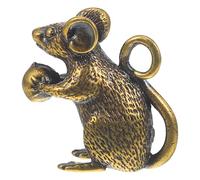 Mini Brass Mouse Pendant Rat Charm 1.3X1.2X0.6 Inch Sturdy Copper Craft for Office Ornament Keychain