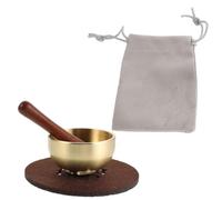 Mini Brass Singing Bowl Set for Office Relaxation and Breathing | Handpolished Metal and Wood Finish, Includes Striker, Cushion, Velvet Pouch, Portable Storage Bag
