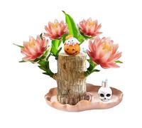 Mini Brazilian Lucky Wood Plant Pots Indoor with Skull and Pumpkin Rabbit Statue Hydroponic Growing Kit Desktop Ornament Indoor Cultivation Desk Bonsai Tree for Air Purifying and Home Decoration