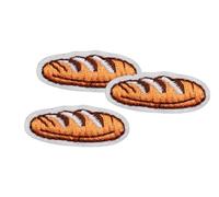 Mini Breakfast Croissant Cartoon Embroidery Embroidered Badge Iron On Sew On Patch Applique for Clothing Jackets Jeans Sweatshirts Hats Bags Backpack (3 PCS.)